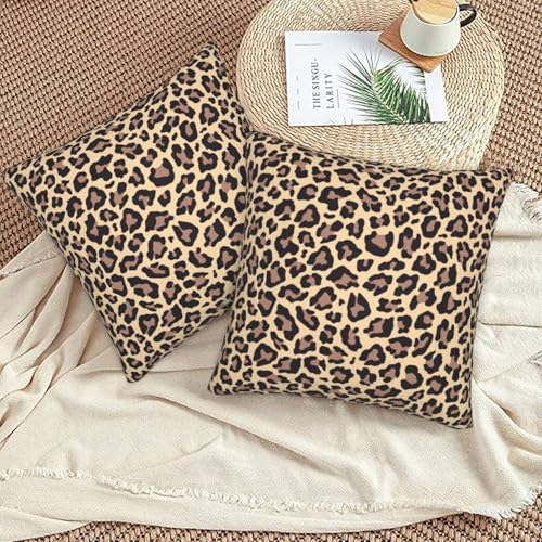 Jbofyee Leopard Throw Pillow Covers 20x20 Inch, Soft Cheetah Print Set of 2