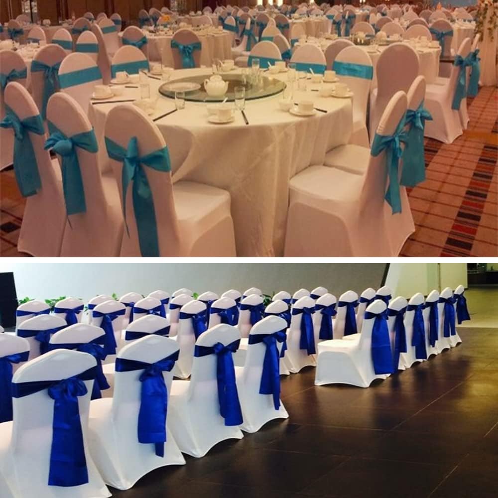 Skiennix Wedding Satin Chair Sashes - Elegant Ivory Bows for Banquet & Event Decor | 7x108 Inch, 50 Pack