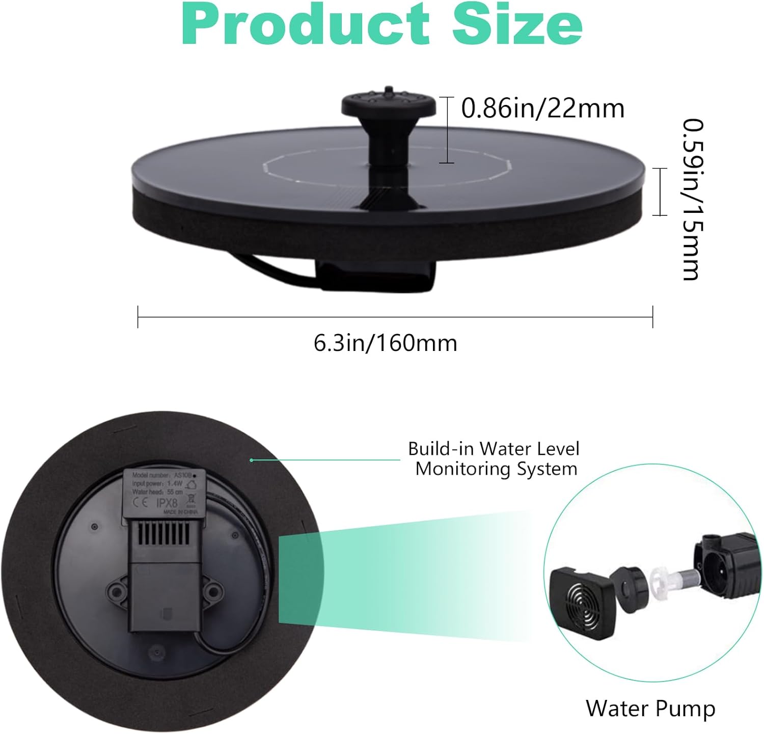 Yeomi Solar Fountain - Floating Water Pump for Bird Bath | Eco-Friendly, No Battery Needed, Easy to Use