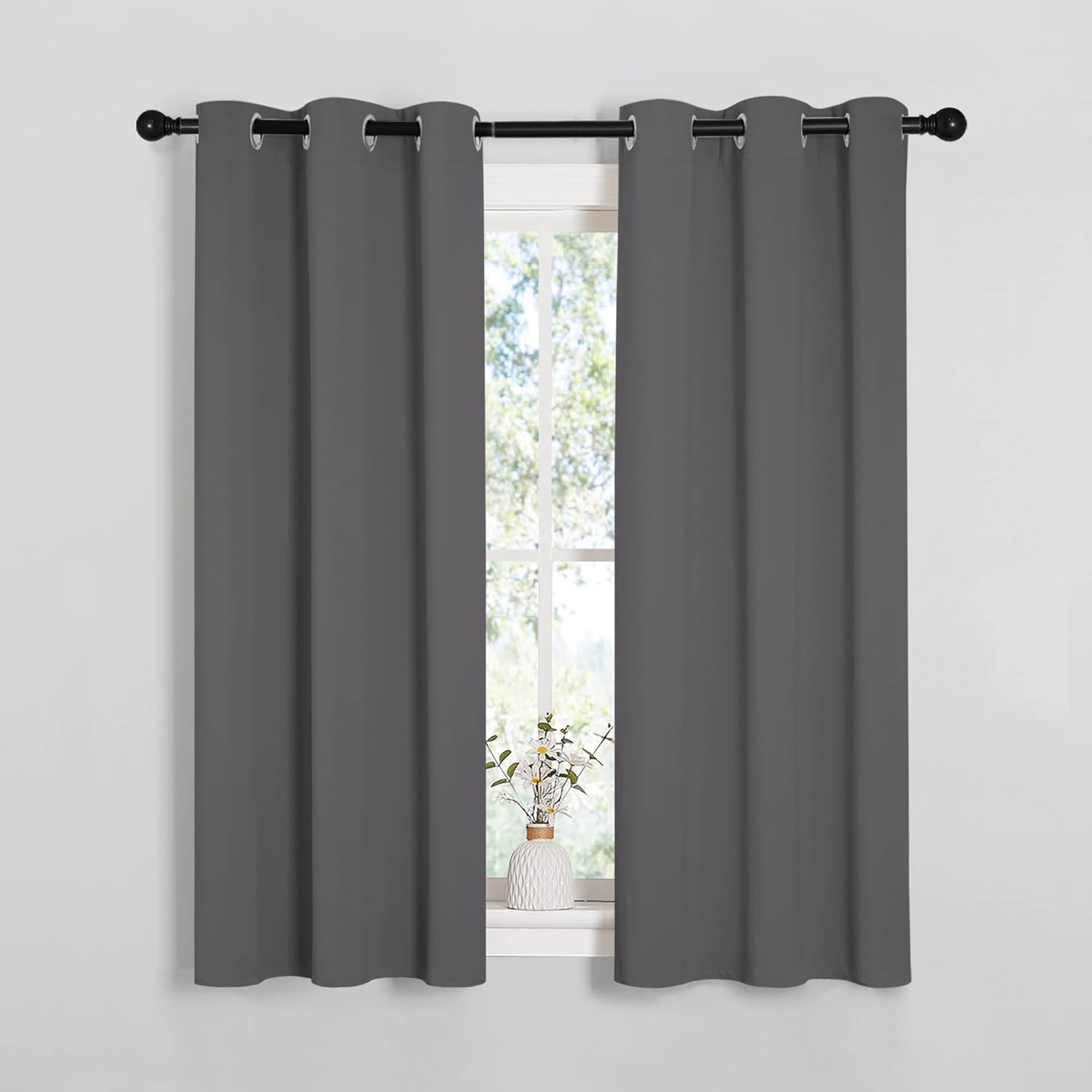 NICETOWN Blackout Drapery Panels - Thermal Insulated Microfiber Curtains | Gray, 34 x 54 Inches (Set of 2)