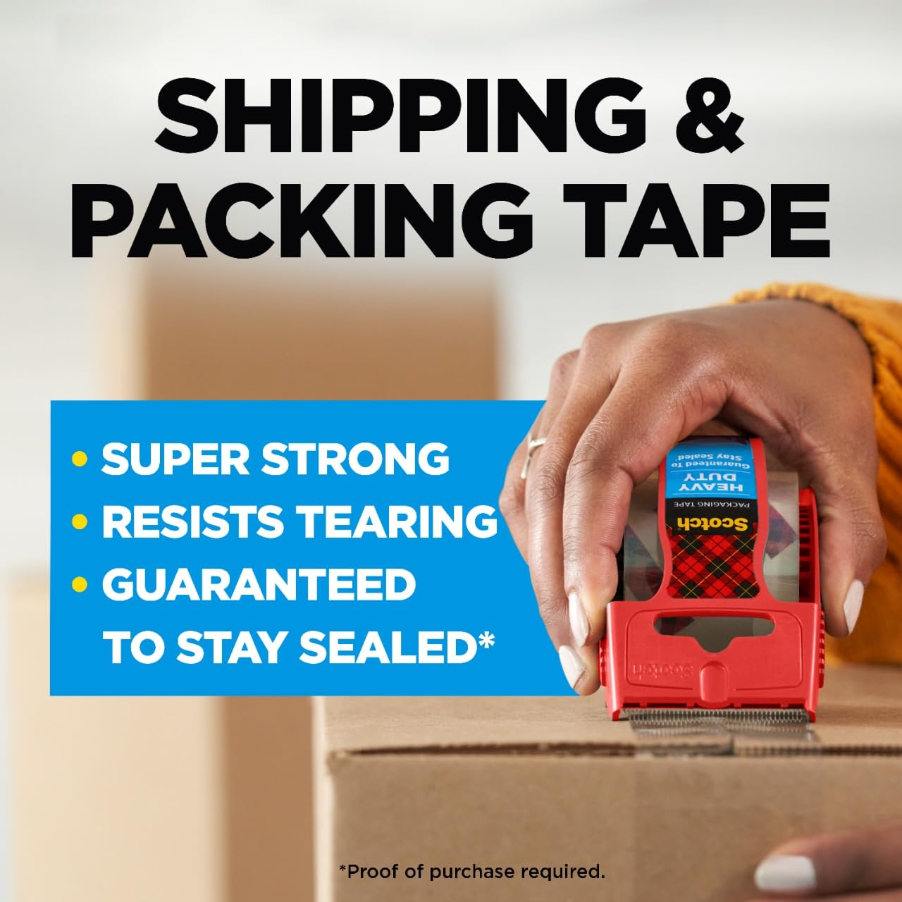 Scotch Heavy Duty Shipping Tape - Clear Packing Solution | 1.88 in. x 27.7 yd. Roll with Dispenser