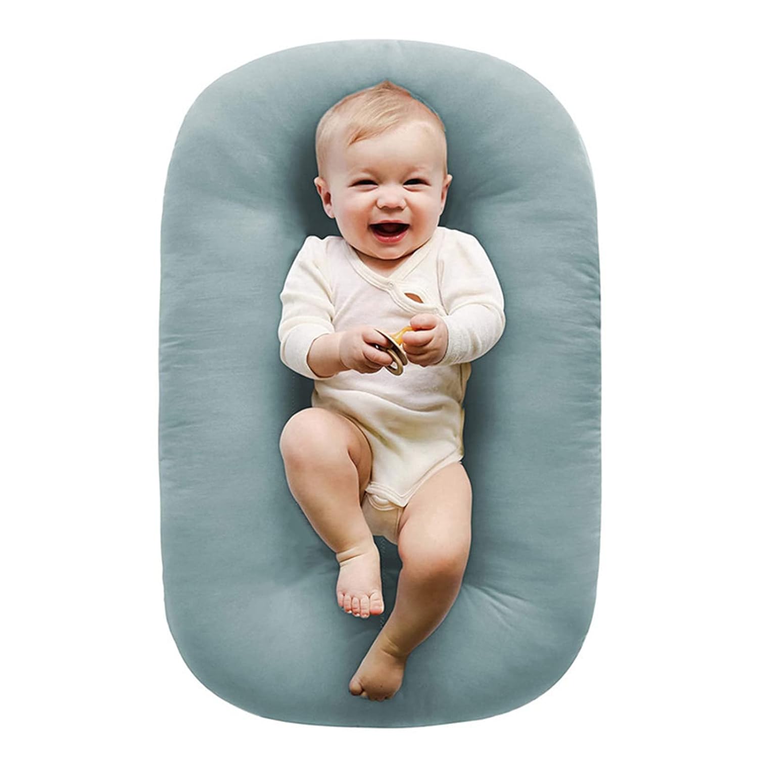 Skiennix 100% Cotton Baby Lounger - Washable Play Mat & Tummy Time Mat for 0-24 Months | Blue
