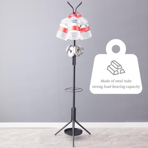 Kitsanery Coat Rack Freestanding,Metal Coat Tree with Umbrella Holder,Hat and Coat Rack Stand for Entryway, Hallway, Living Room, Bedroom (Black)
