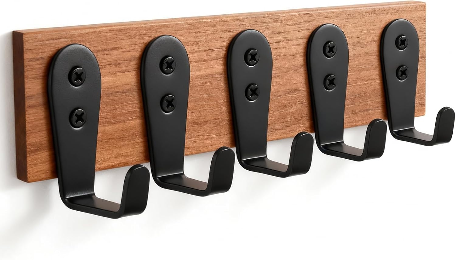Skiennix Stainless Steel Wall Hooks - Heavy Duty Key Holder & Coat Hanger, 8 Pack (Black)
