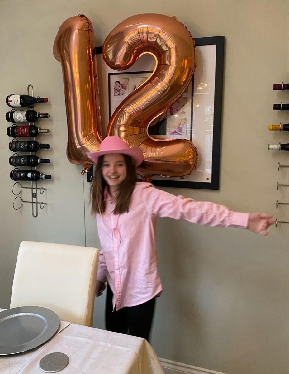 Rose Gold Number Balloons by [Brand Name] - 40 Inch Large Birthday Decorations for 12 & 21 Year Celebrations