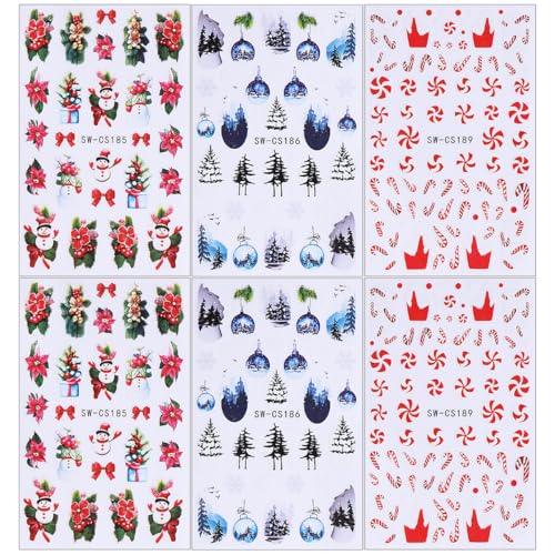 Christmas Snowman 3D Self-Adhesive Nail Art Decals - 6 Sheets
