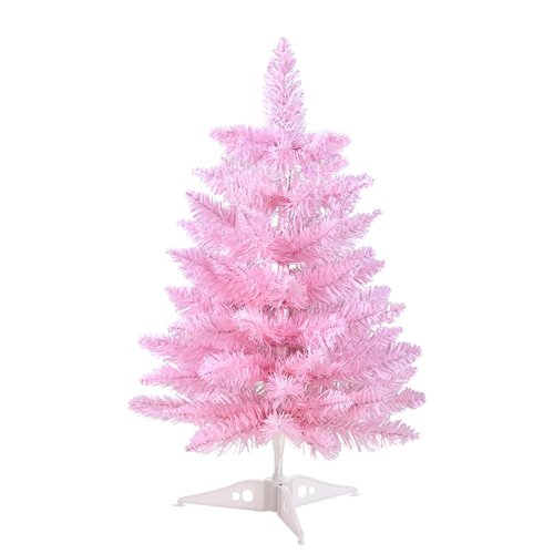 Gloreyan 2FT Artificial Christmas Tree Pink Tabletop Christmas Tree with Plastic Stand Mini Xmas Pine Tree for Party Supplies Indoor Outdoor Holiday Home Decoration (Pink)