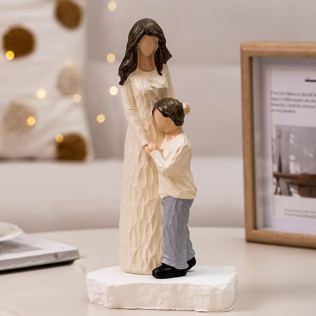 Regine Switzerland Mother and Son Figurines - Hand-Painted Family Sculpture Gift | 9.5" H for Birthdays & Holidays