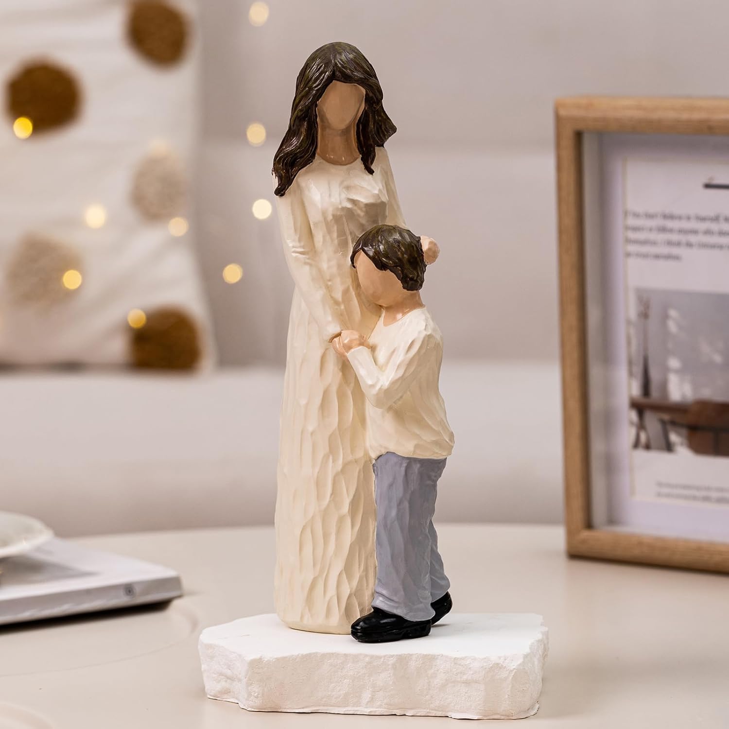 Regine Switzerland Mother and Son Figurines - Hand-Painted Family Sculpture Gift | 9.5" H for Birthdays & Holidays