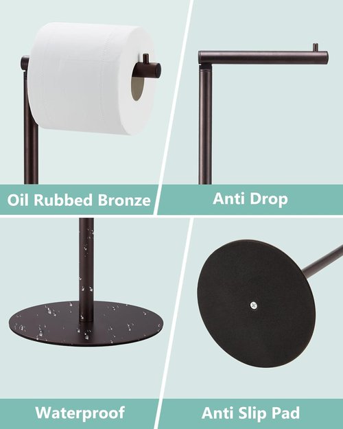 Housen Solutions Toilet Paper Holder Stand - Modern Free-Standing Design for 4 Spare Rolls - Oil Rubbed Bronze