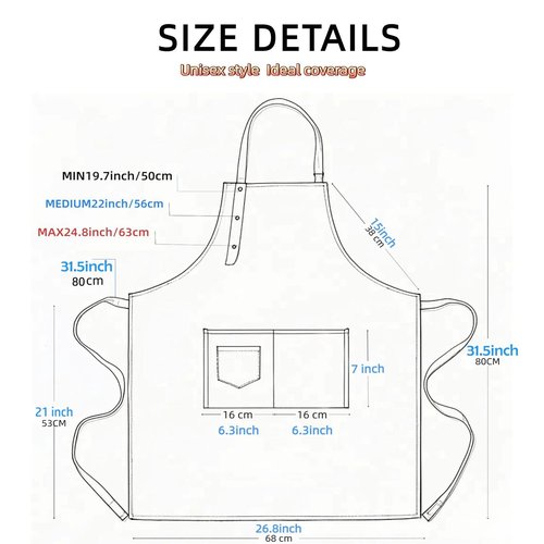 ursapela Kitchen Cooking Apron for Women Men Water-Resistant Artist Barista Baking Craft Catering Work Bib with Large Pockets (Black)