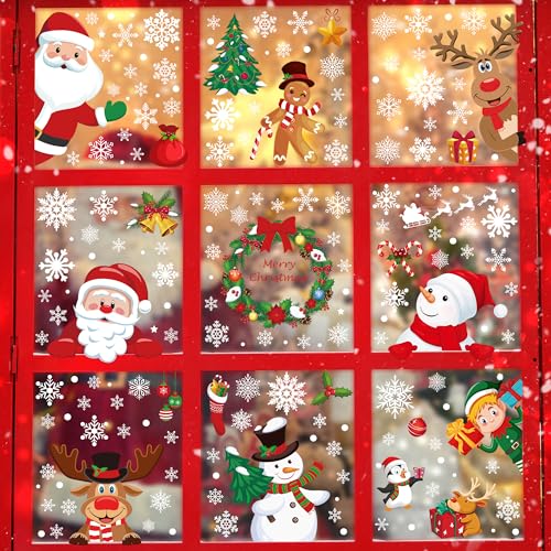 186PCS Christmas Window Clings - Festive PVC Stickers & Decals