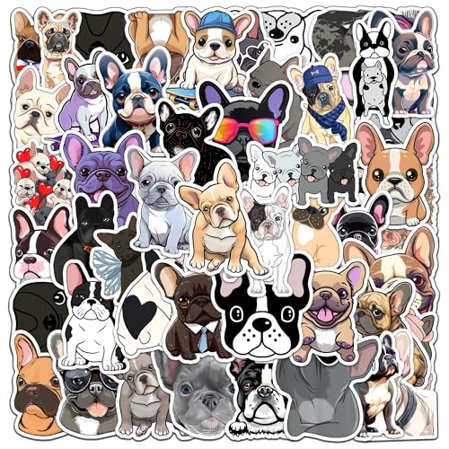 50PCS French Bulldog Waterproof Stickers - Cute Vinyl Decals