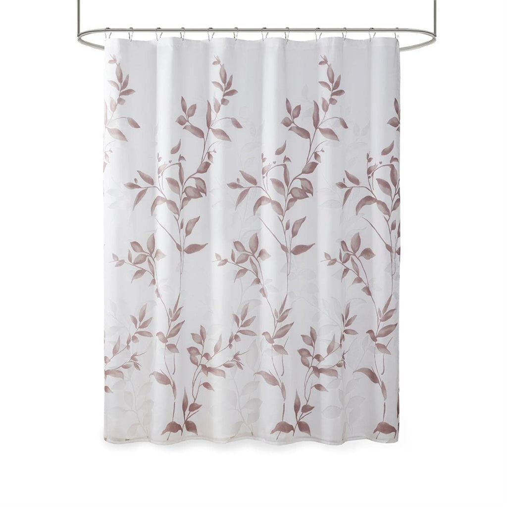 Madison Park Cecily Shower Curtain, Luxurious Botanical Leaf Print, Modern Serene Bathroom Décor, Machine Washable Bath Privacy Screen, 72x72, Mauve