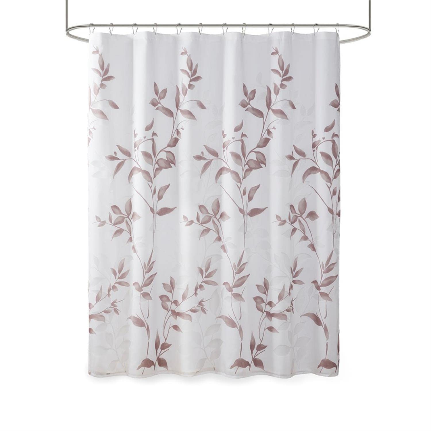 Madison Park Cecily Shower Curtain, Luxurious Botanical Leaf Print, Modern Serene Bathroom Décor, Machine Washable Bath Privacy Screen, 72x72, Mauve