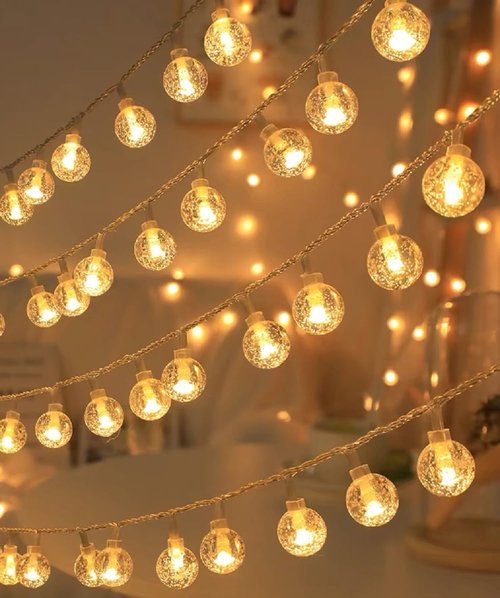 WFGGEH Globe String Lights, 10ft 20 LED USB Powered Globe Crystal Ball Fairy String Lights Warm White for Birthday Party Wedding Christmas Home Decoration