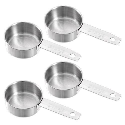 4 Pcs 1/4 Cup Measuring Cup, 60 ml Stainless Steel Measuring Cups Inner Scale Metal Liquid Measure Scoop 2 oz Cups for Coffee, Cooking, Baking, Kitchen Wet and Dry Ingredients, Dishwasher Safe