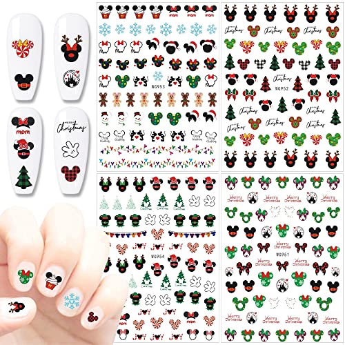 Christmas Nail Art Stickers 3D Winter Snowflake Self-Adhesive Decals 4 Sheets