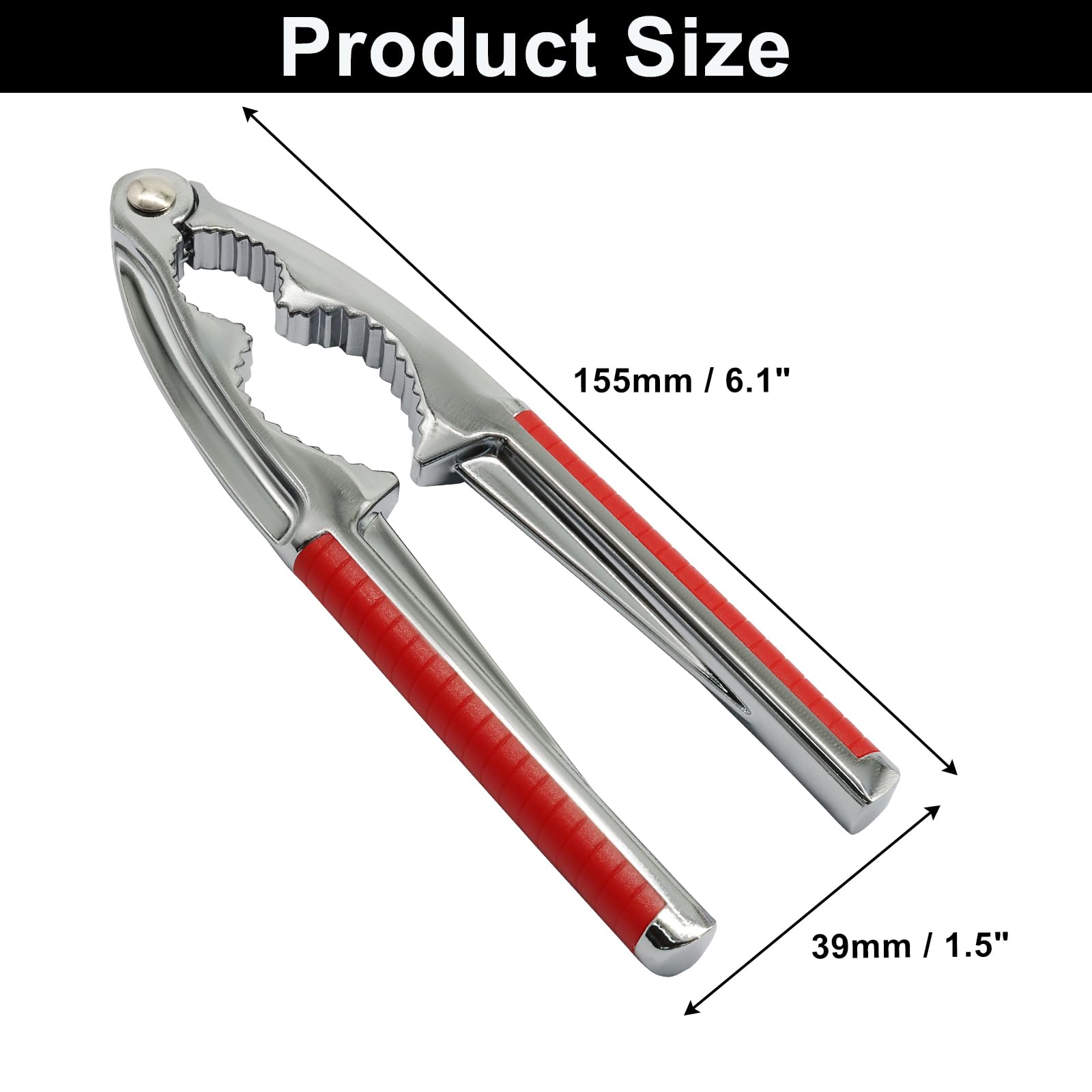 Unlorspy 2Pcs Heavy Duty Nutcracker, Stainless Steel Nut Crackers Ergonomic Handle Nutcracker Tool, Nut Cracker for Walnet Pencan Chestnut Crab Lobster(Red)