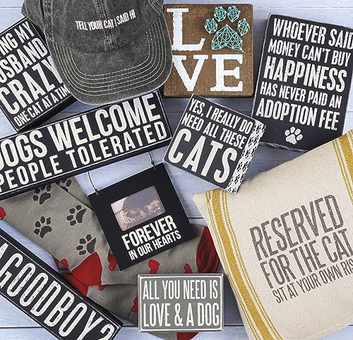 Primitives by Kathy 4x4 Wooden Box Sign: Yes, I Really Do Need All These Cats