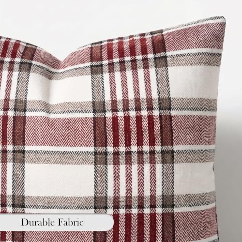 Farmhouse Christmas Tartan Lumbar Pillow Cover 14x36 Pack of 1 - Red Plaid Decor
