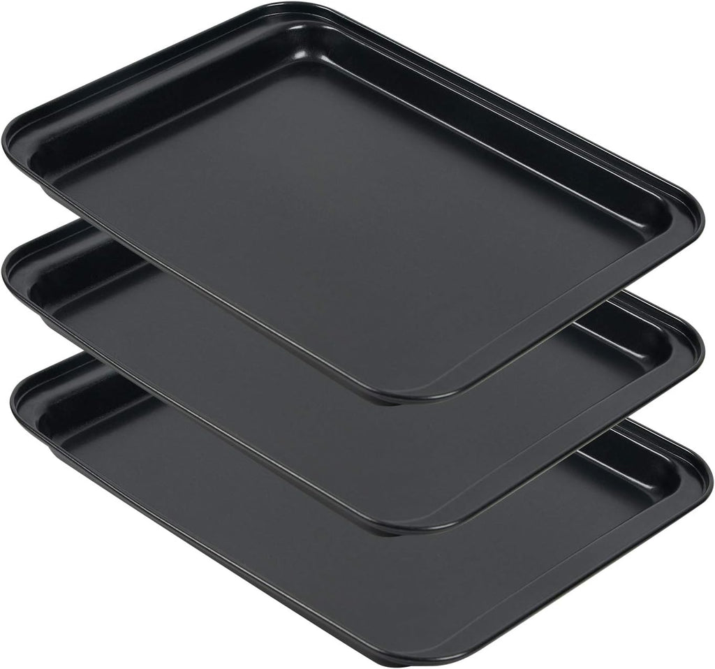 Shinsin Nonstick Cookie Pans - Set of 3 Mini Baking Sheets | 8-Inch Carbon Steel, Easy Clean & Dishwasher Safe
