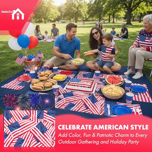 22-Pack Patriotic Disposable Paper Placemats - Reversible Design