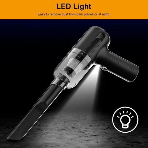 BANKKY Cordless Handheld Vacuum - 2-in-1 Mini Cleaner with 11000PA Power, LED Light & Multi-Nozzles