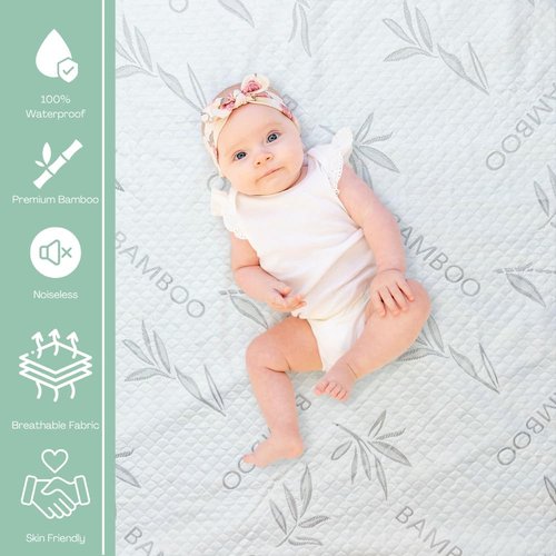 Bamboo Rayon Mattress Protector - 100% Waterproof Cooling Queen Size Cover + 2 Pillow Protectors | Ultra Soft & Breathable