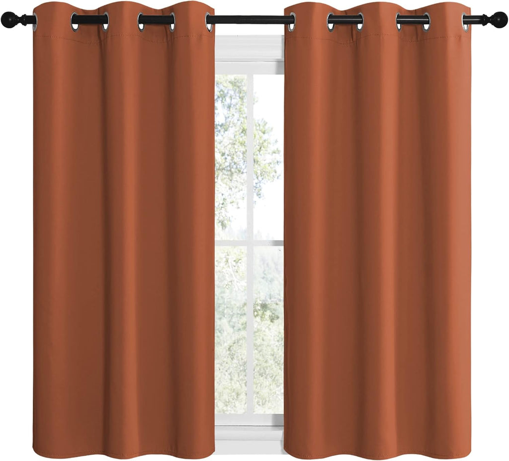 NICETOWN Blackout Curtains - Burnt Orange Thermal Insulated Drapes for Bedroom Windows | 48" Long, 42" Wide (1 Pair)