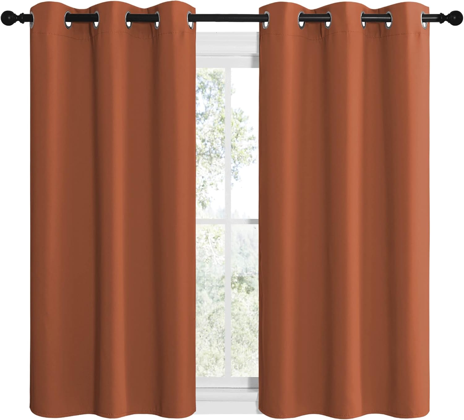 NICETOWN Blackout Curtains - Burnt Orange Thermal Insulated Drapes for Bedroom Windows | 48" Long, 42" Wide (1 Pair)