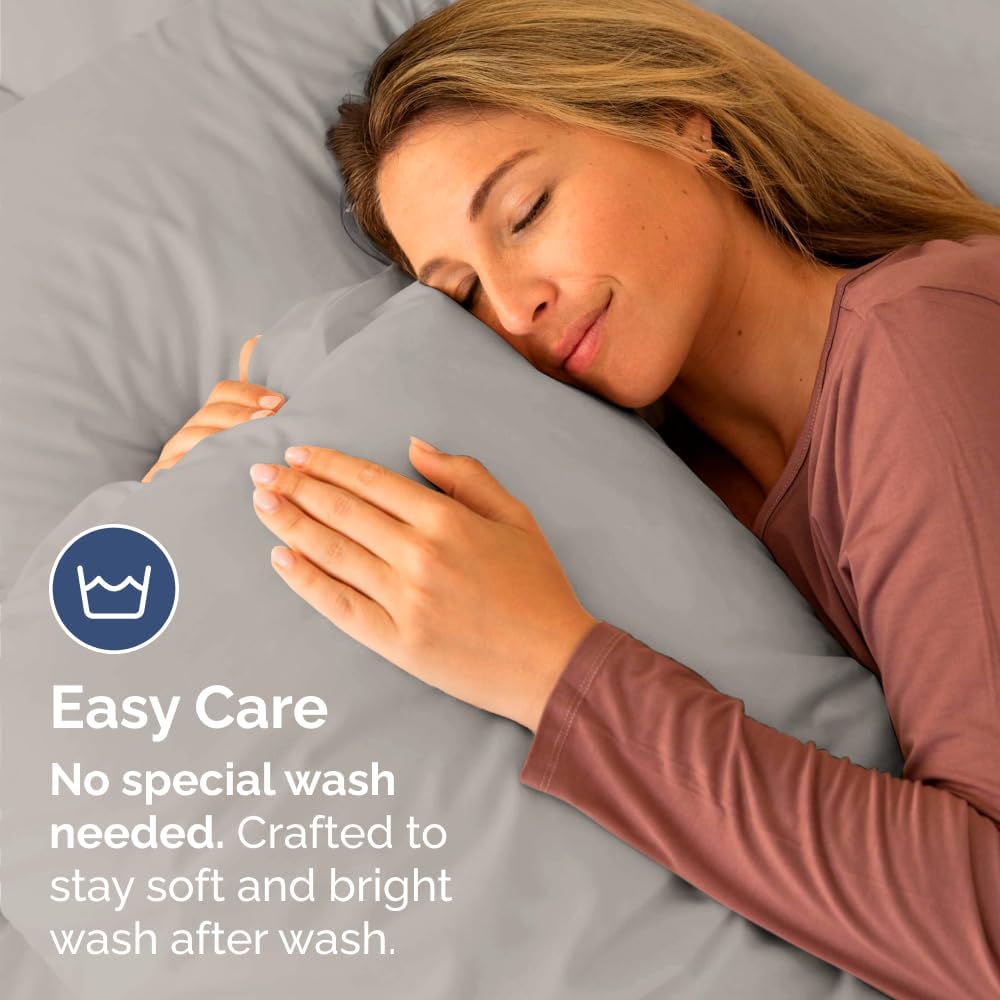 Skiennix Body Pillowcases Set of 4 | Soft, Breathable 20x54 Long Pillow Covers for Side Sleepers - Light Grey