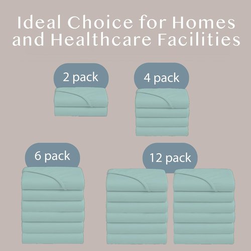 BLISSFORD - 4 Pack Fitted Hospital Bed Sheets with Elastic All Around for a Perfect Fit - Cotton Rich Soft Knitted Jersey Sheet, 36” x 84” x 12” - Blue