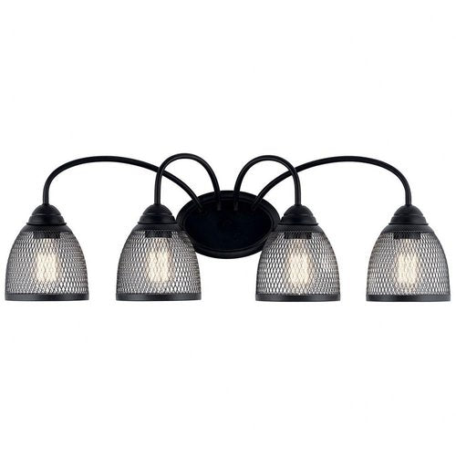 KICHLER Voclain 32" 4 Light Vanity Light with Mesh Shade in Black