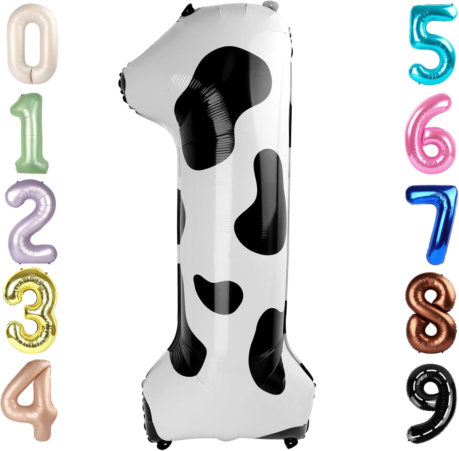 Number Balloons - 40 Inch One Balloon for 1st Birthday Party | White & Black Decor for Baby Showers