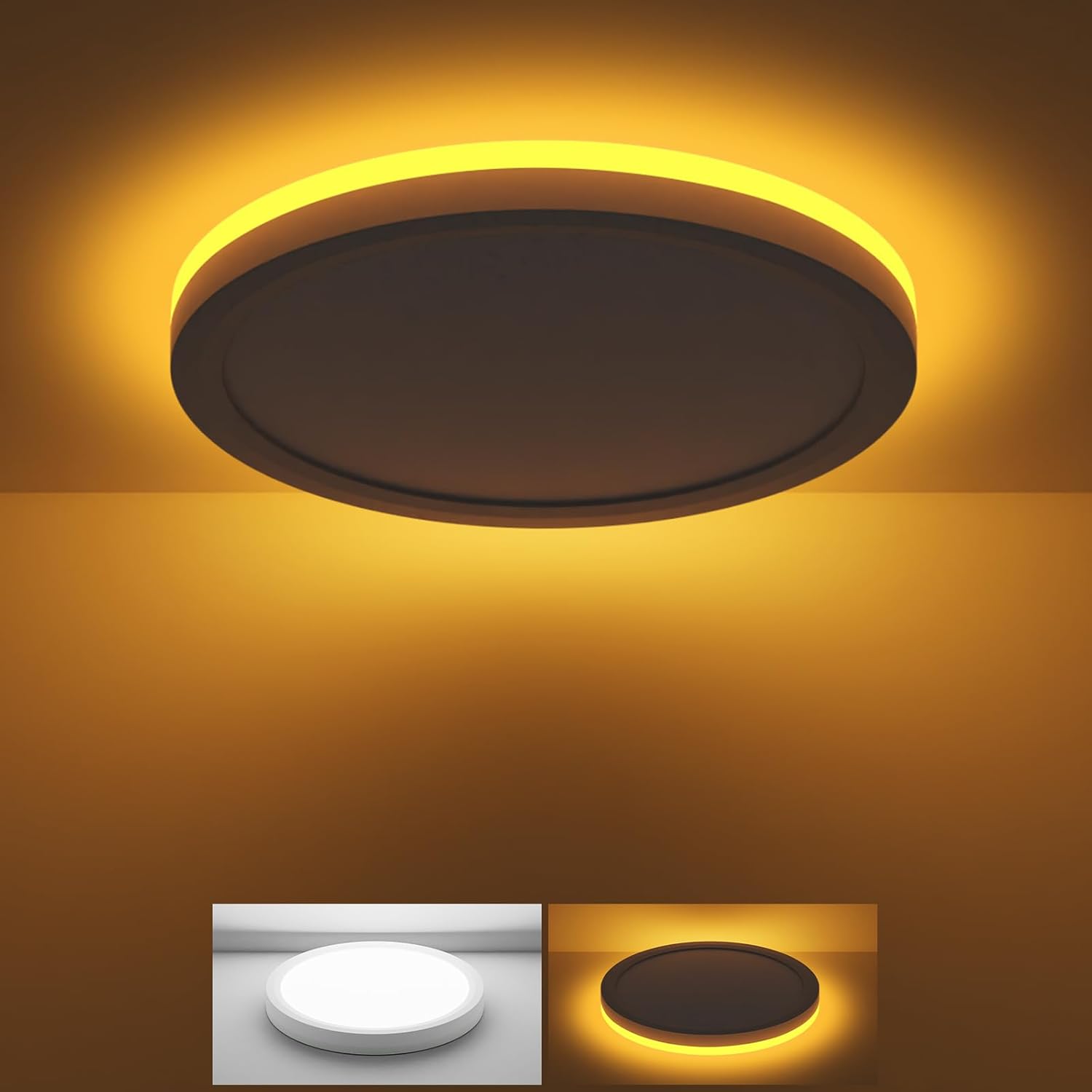 Skiennix 12-Inch LED Ceiling Light - 24W, 2400LM, Selectable 3000K to 6500K | Round Flush Mount Fixture for Bedroom, Bathroom, Kitchen