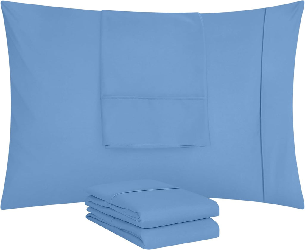 Utopia Bedding Queen Pillowcases - Soft Brushed Microfiber - 4 Pack, Envelope Closure, Dutch Blue 20x30 Inches