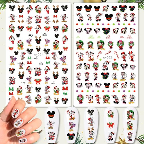 Tezocr 8 Sheets Christmas Nail Stickers 3D Self Adhesive Winter Decals