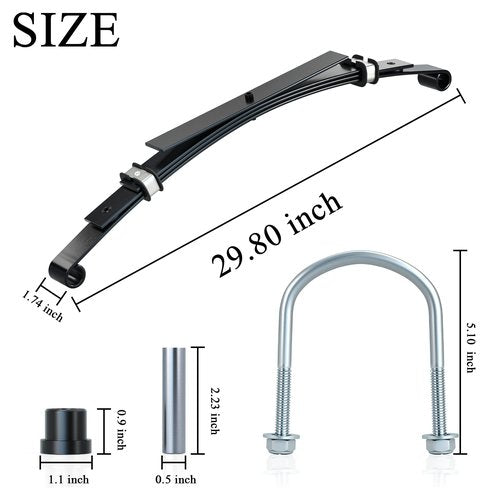 9.99WORLD MALL Golf Cart Heavy Duty Rear Leaf Springs Kit with Bushings & Sleeves, Replacement for Club Car DS 1982-Up Gas & Electric, OEM# 1014675, 1012303, 105583