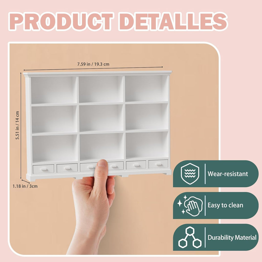 Skiennix 1:12 Scale Dollhouse Bookshelf - Multi-Functional Display for Mini Books & Accessories