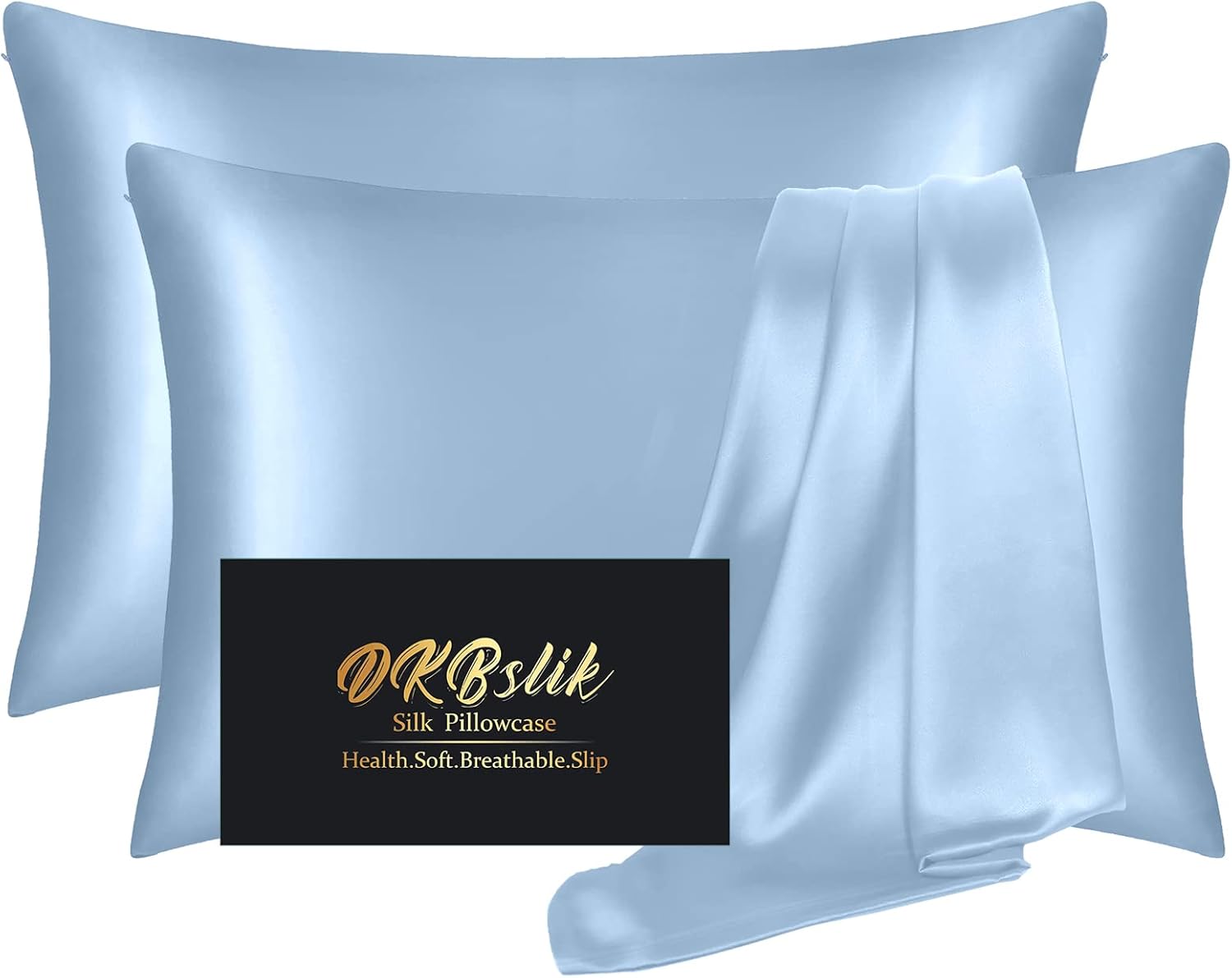 Mulberry Silk Pillowcase Set by [Brand Name] - Anti-Acne & Hair Care | Queen Size, Haze Blue, 2 Pack