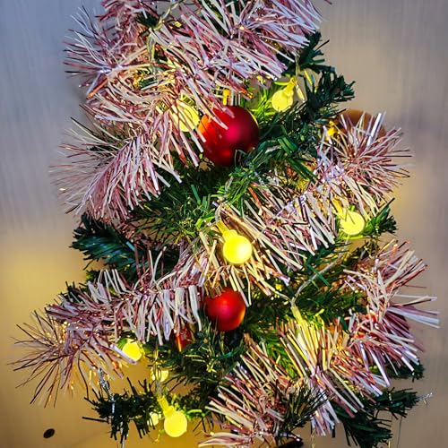 Carytalee 36 FT Christmas Tinsel Garland - Rose Gold & White