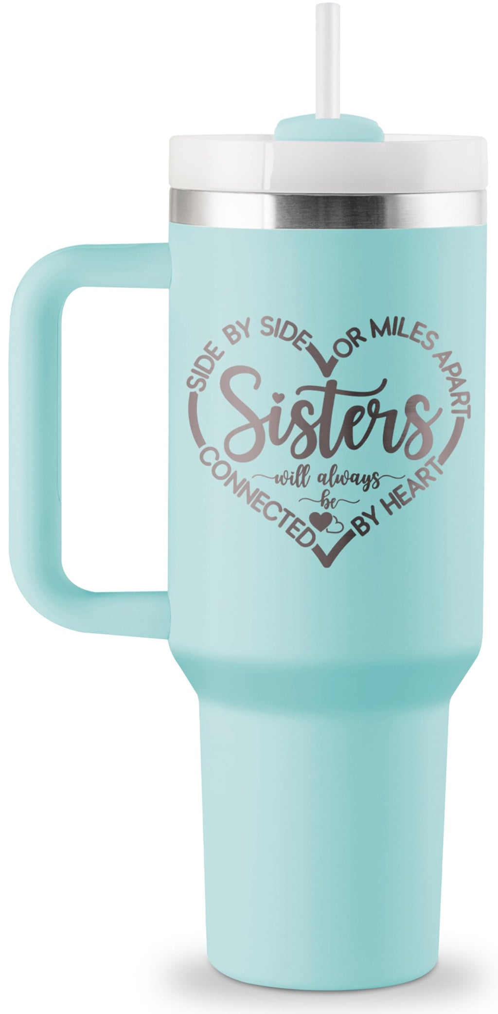 ROSTANTEN Sister Gifts from Sister, Sisters Birthday Gift Ideas, Gifts for Sisters - 40 oz Travel Cup Insulated Tumbler with Handle & Straw