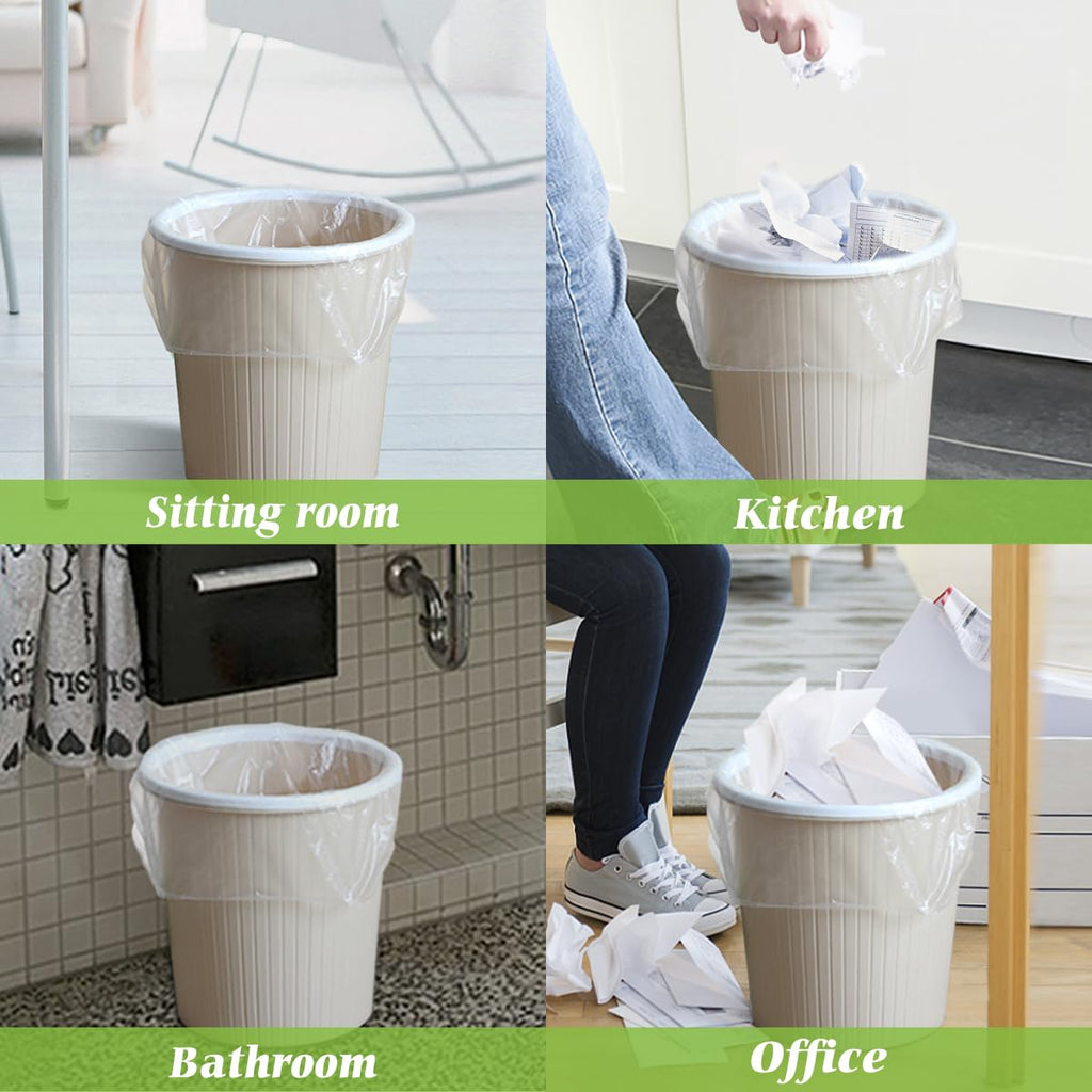Teivio 6 Gallon 80 Counts Medium Garbage Bags Trash Bags, Bathroom Trash Can Bin Liners, Plastic Bags for home office kitchen,Garden Outdoors waste,Clear
