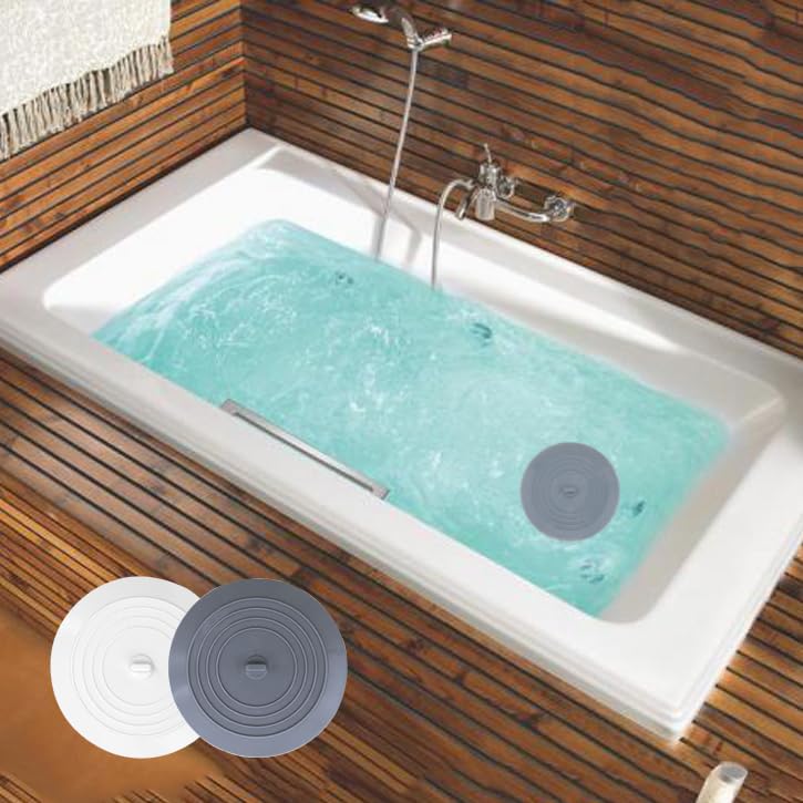 V-TOP Silicone Bathtub Drain Stopper, 5-Inch 2-Pack, Universal