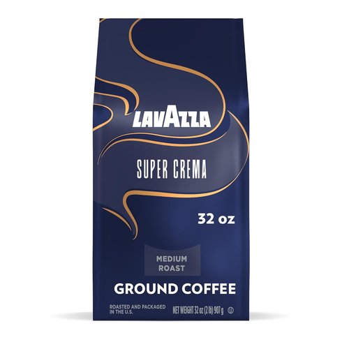 Lavazza Super Crema Ground Coffee - Medium Roast Arabica & Robusta Blend, 32 oz Bag