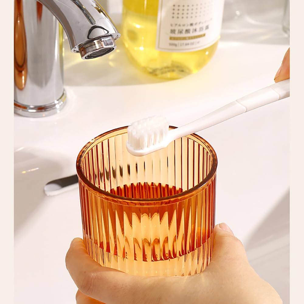CAWEIN Bathroom Tumbler 2 Pieces ，Unbreakable Toothbrush Cup，Dishwasher Safe Drinking Cup (Orange&Orange)