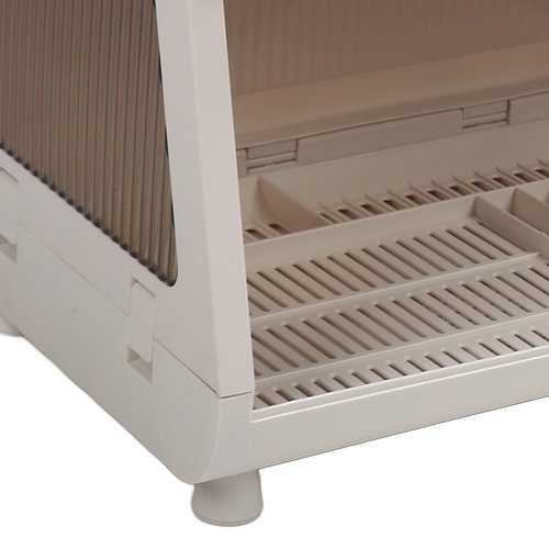 ICRPSTU Dish Drying Rack Container with Lid Large Capacity 19x11x13in Sturdy Versatile Dish Drainer for Kitchen Bowls Plates (Brown)