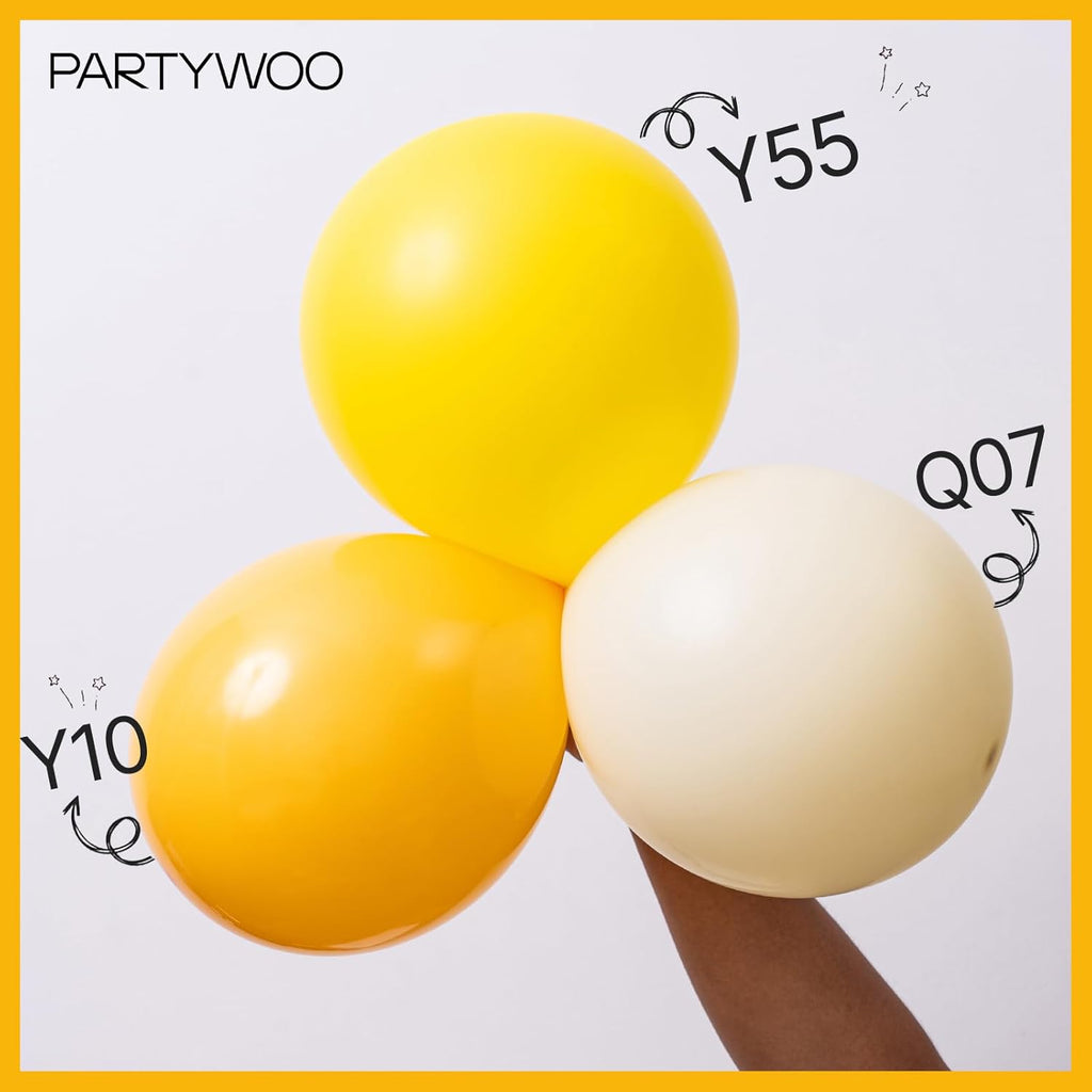 PartyWoo Mustard Yellow Balloons - 100-Piece Set for Birthday & Baby Shower | 18", 12", 10", 5" Sizes