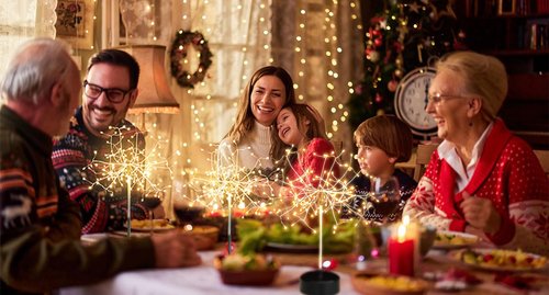 Chims 4 Pack Firework Centerpiece Lights,120 LED Fairy Light Banquet Table Centerpiece Lighting Decoration Star Pyrotechnics, Spirit Tree with Remote, for Christmas Party Indoor Decor Gift